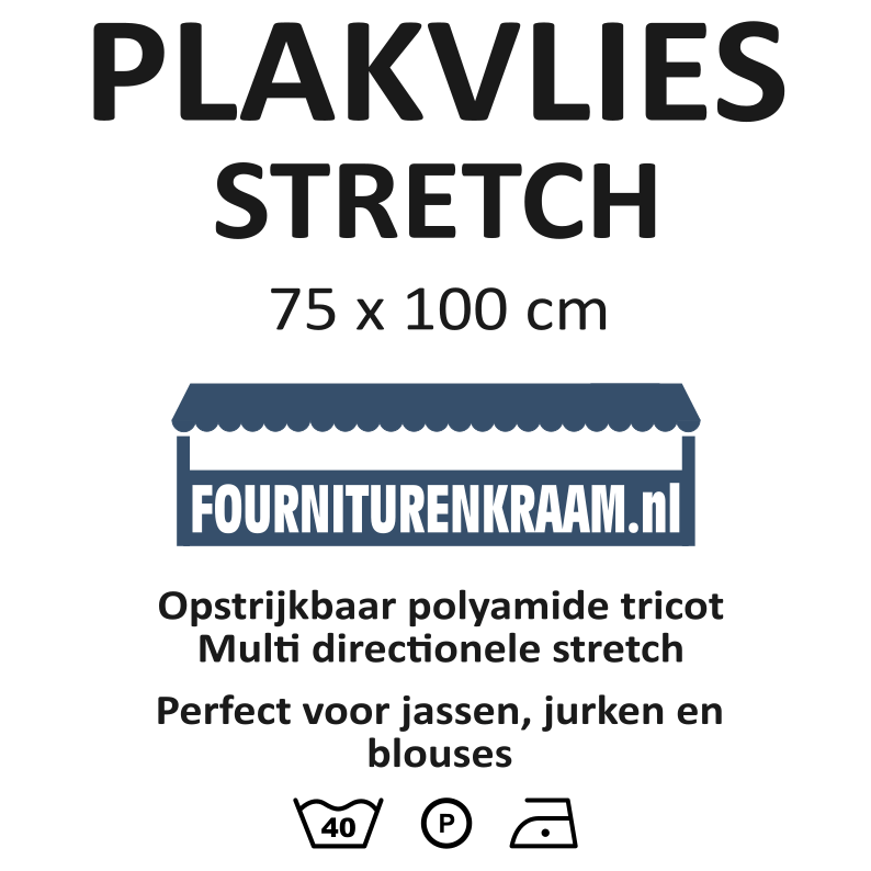 Plakvlies stretch 75x100cm PLAKVLIES-STRETCH-75X100-ZWART - Fourniturenkraam.nl
