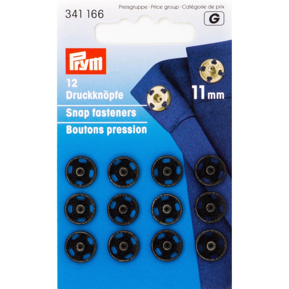 Prym Drukknopen naaibare zwart 11mm 12 stuks 341166 Drukkers PRY34166 4002273411664 - Fourniturenkraam.nl