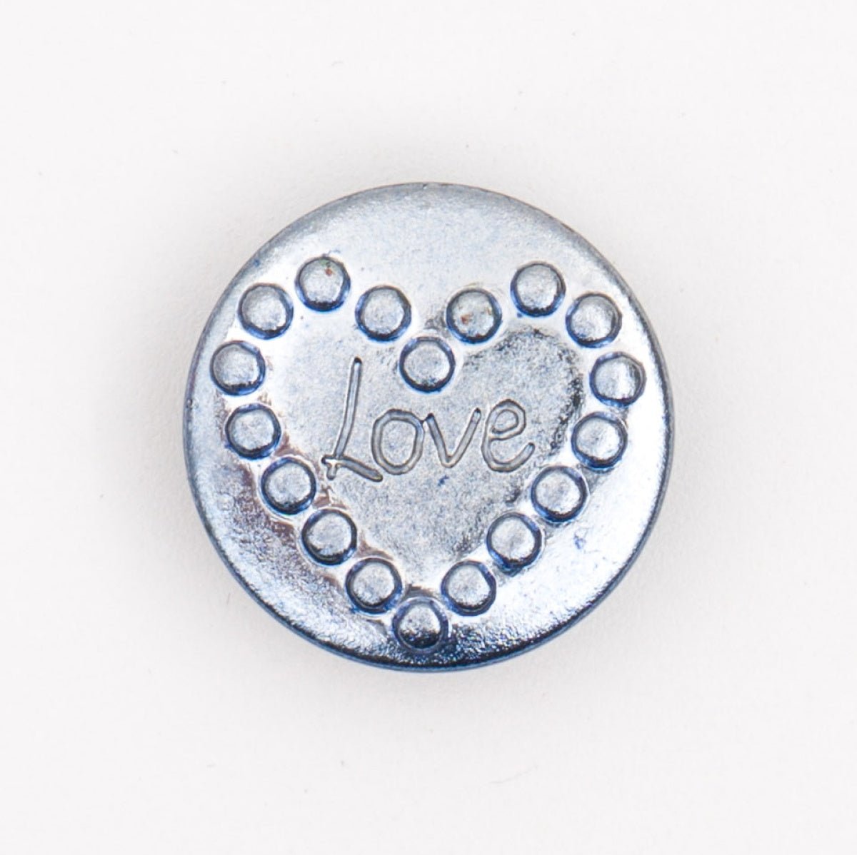 Romantische Zilveren Metalen Knoop 'Love' 18x18 mm Knoop KNP00149 - Fourniturenkraam.nl