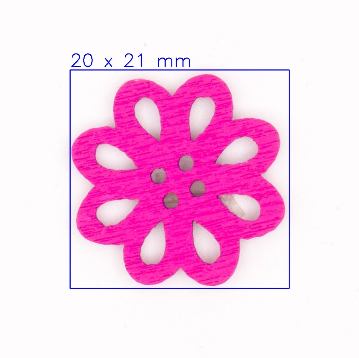 Roze Houten Bloem Knoop 20x21mm Knoop KNP00046 - Fourniturenkraam.nl