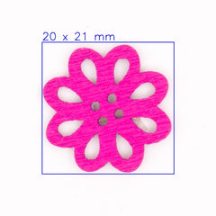 Roze Houten Bloem Knoop 20x21mm Knoop KNP00046 - Fourniturenkraam.nl