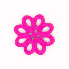 Roze Houten Bloem Knoop 20x21mm Knoop KNP00046 - Fourniturenkraam.nl