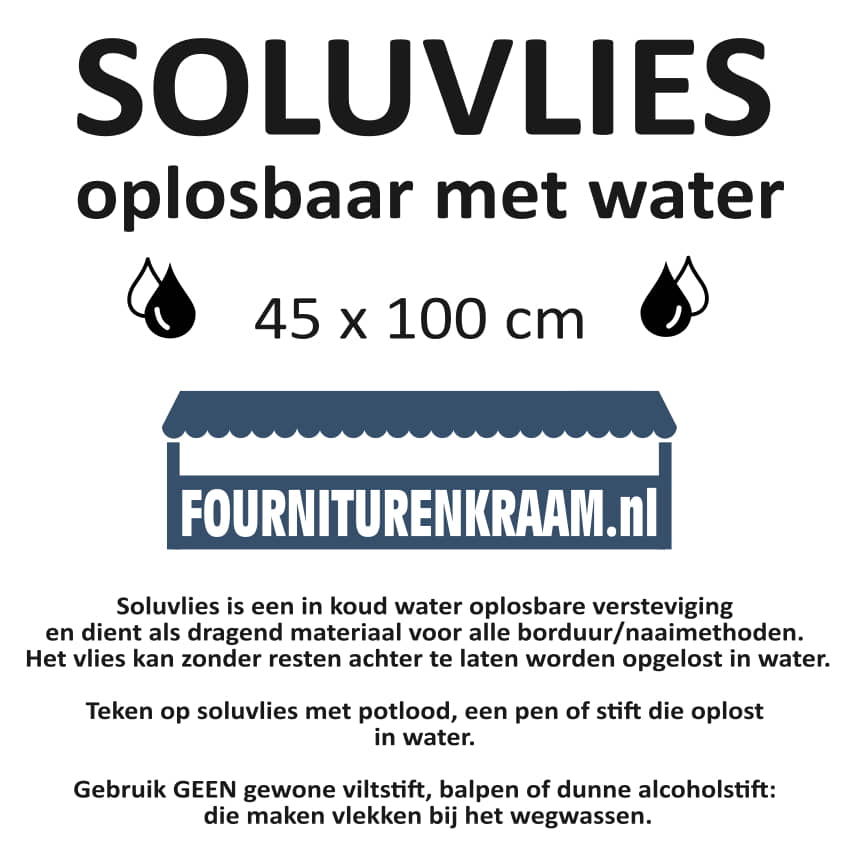 Soluvlies oplosbare versteviging 45 x 100 cm SOLUVLIES-45X100CM - Fourniturenkraam.nl