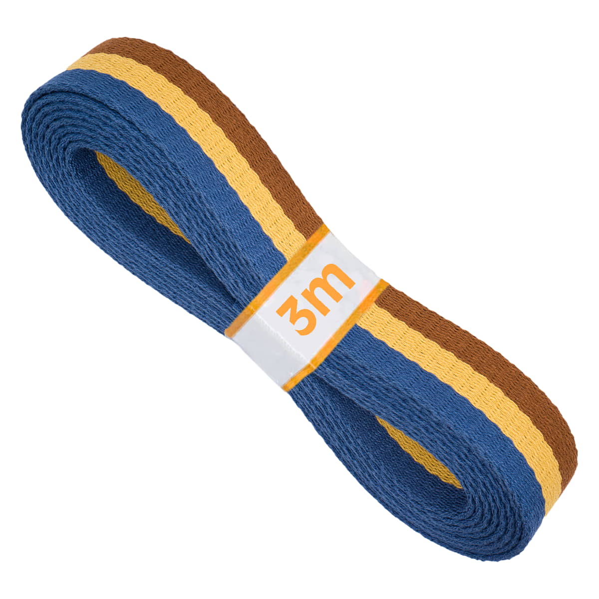 Tassenband | katoen | 30 mm | gestreept - blauw geel bruin Tassenband TASB-KATOEN-BL-GL-BR-3M