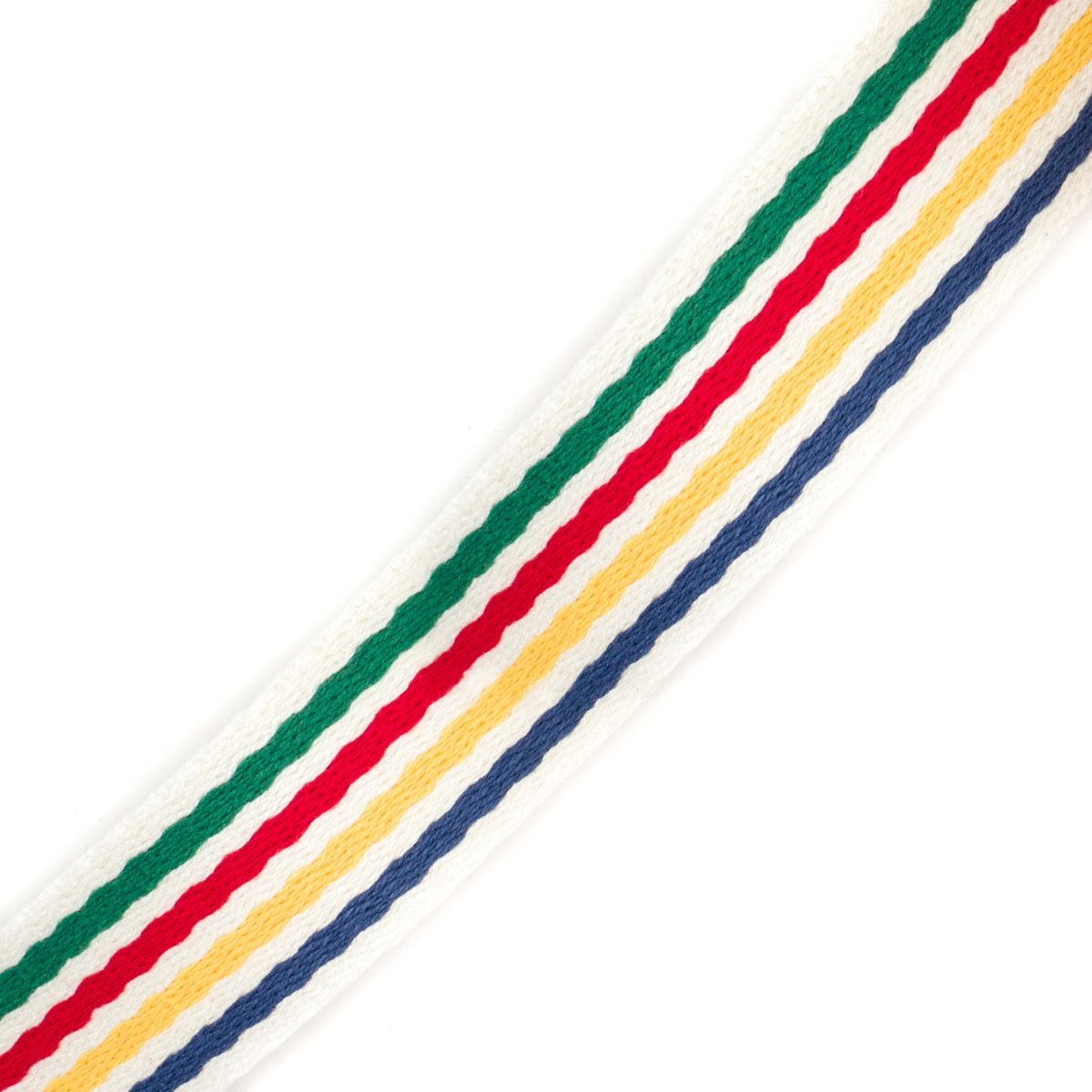 Tassenband | katoen | 30 mm | gestreept - groen rood geel blauw Tassenband TASB-KATOEN-GR-RO-GL-BL-3M