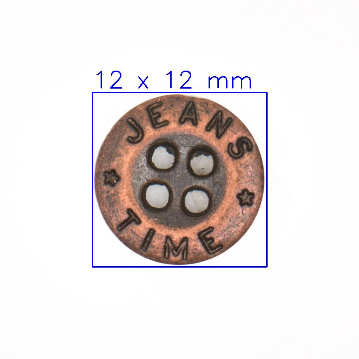 Vintage Metalen Jeansknoop 'JEANS TIME' Ø 12 mm Knoop KNP00138 - Fourniturenkraam.nl
