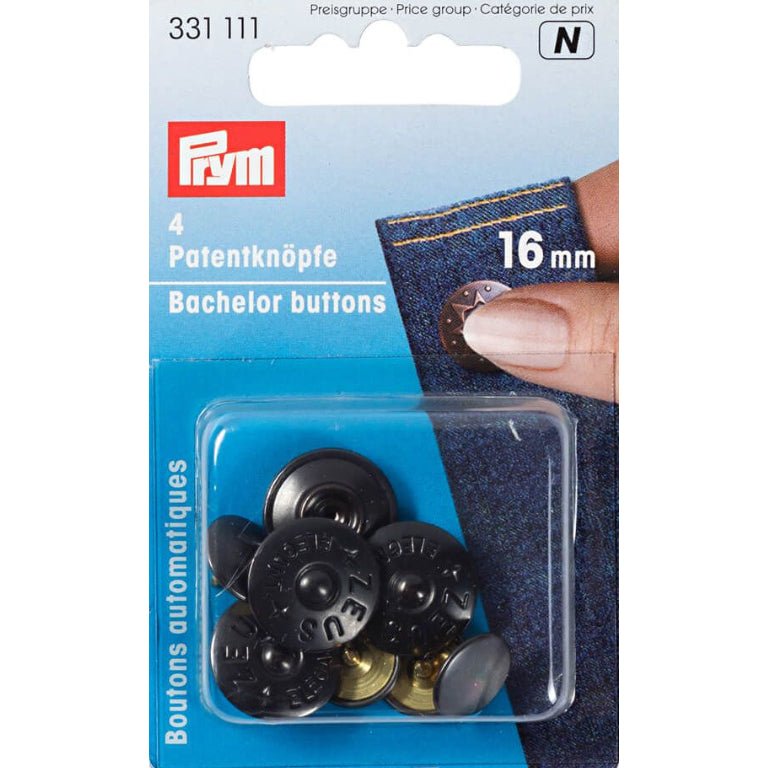 Vrijgezelleknopen Prym zwart 16mm 4 stuks PRY331111 4002273311117 - Fourniturenkraam.nl