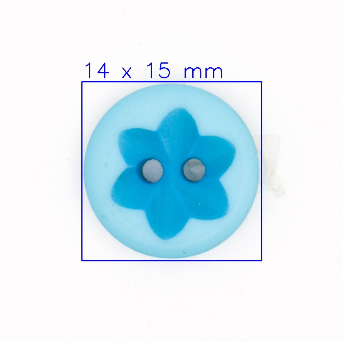 Vrolijke Blauwe Bloemknoop - 14x15 mm Knoop KNP00097 - Fourniturenkraam.nl