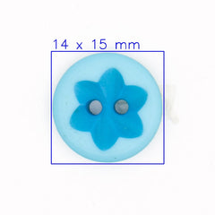 Vrolijke Blauwe Bloemknoop - 14x15 mm Knoop KNP00097 - Fourniturenkraam.nl