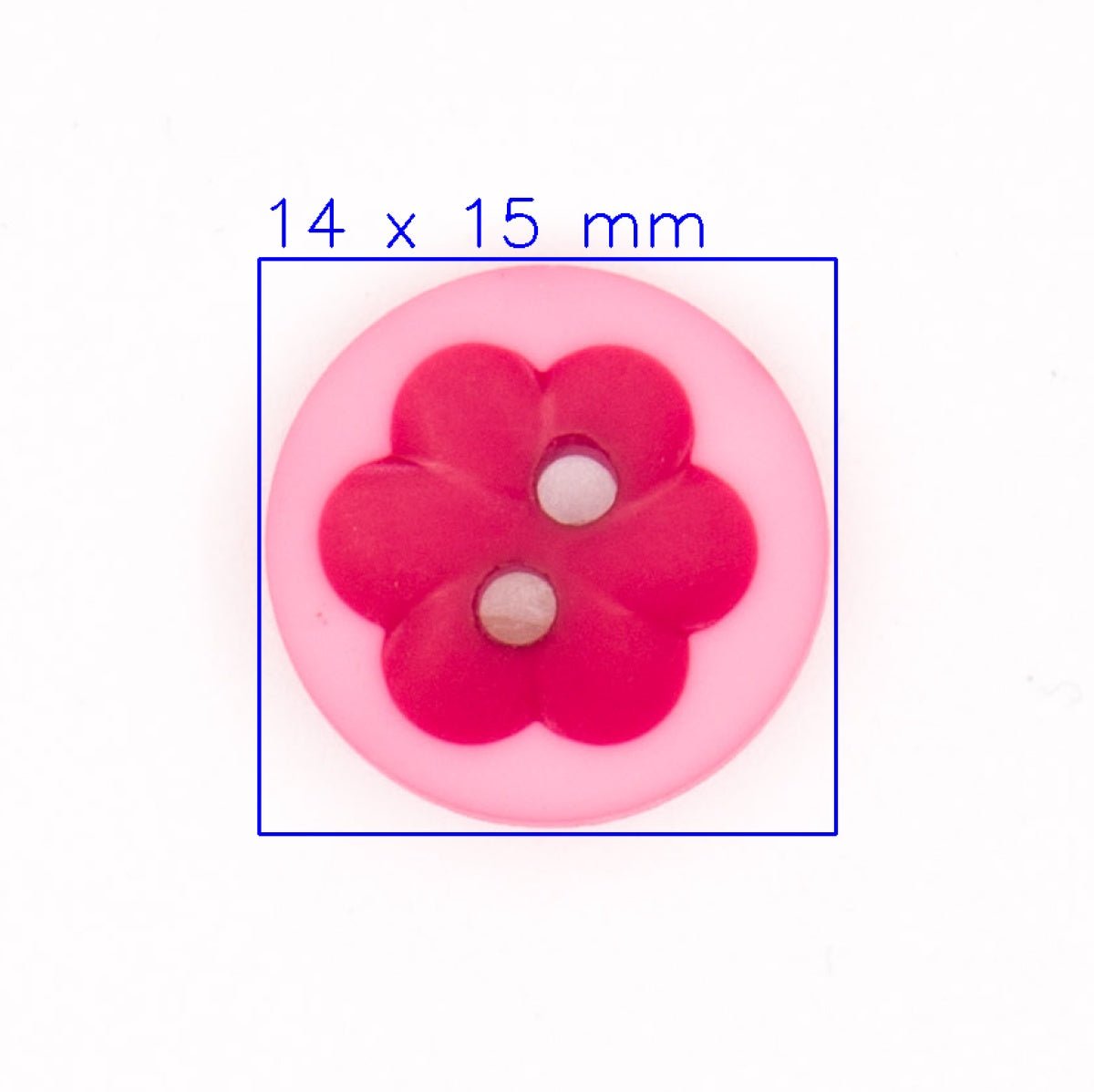 Vrolijke Roze Knoop met Rode Bloem - 14x15 mm Knoop KNP00081 - Fourniturenkraam.nl