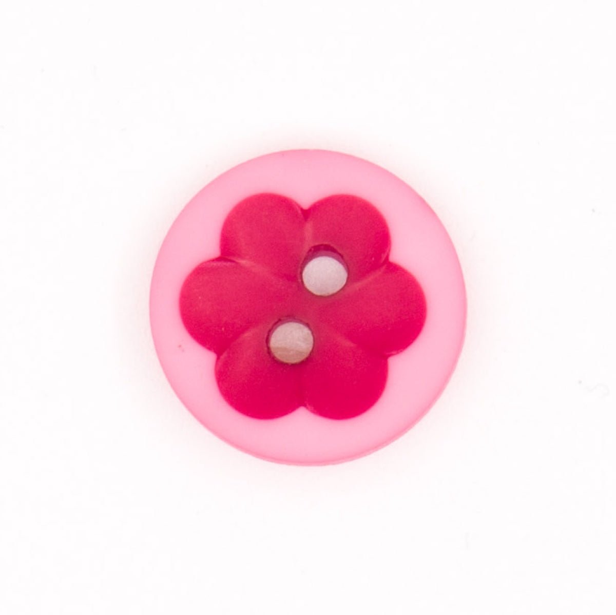 Vrolijke Roze Knoop met Rode Bloem - 14x15 mm Knoop KNP00081 - Fourniturenkraam.nl