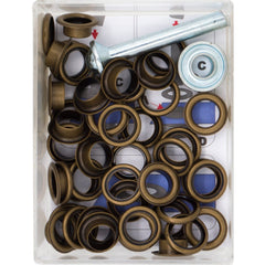 Zeilringen brons 8mm 24 stuks met stempel gereedschap Zeilringen - Nestelringen ZEILRING - FK - 8 - BRONS