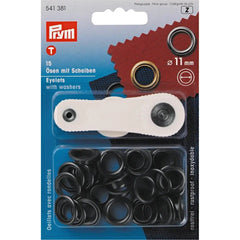 Zeilringen set Prym zwart 11mm 541381 Zeilringen - Nestelringen PRYM - 541381 4002275413819