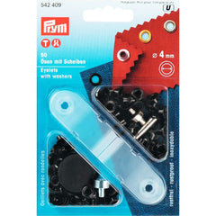 Nestels met ringen | zwart 4 mm | 50 stuks | Prym 542409 Zeilringen - Nestelringen PRYM - 542409 4002275424099
