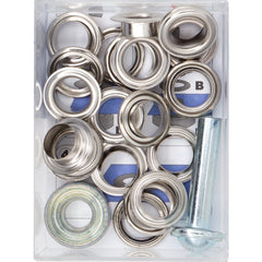 Zeilringen zilver 11mm 15 stuks met stempel gereedschap Zeilringen - Nestelringen ZEILRING - FK - 11 - ZILVER