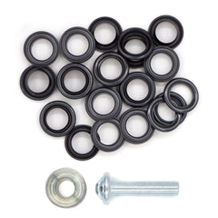 Nestels zwart 11mm 15 stuks met stempel gereedschap Zeilringen - Nestelringen ZEILRING - FK - 11 - ZWART