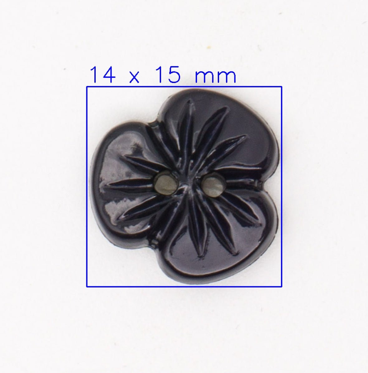 Zwarte Bloemvormige Knoop, Diameter 14mm Knoop KNP00128 - Fourniturenkraam.nl