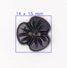 Zwarte Bloemvormige Knoop, Diameter 14mm Knoop KNP00128 - Fourniturenkraam.nl